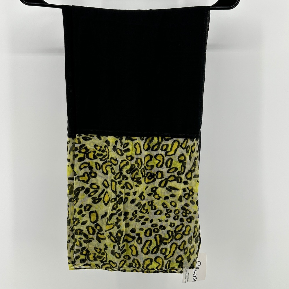 Olsenboye Mary-Kate & Ashley‎ Black Yellow Leopard Scarf NWT O/S Colorblock Y2K
